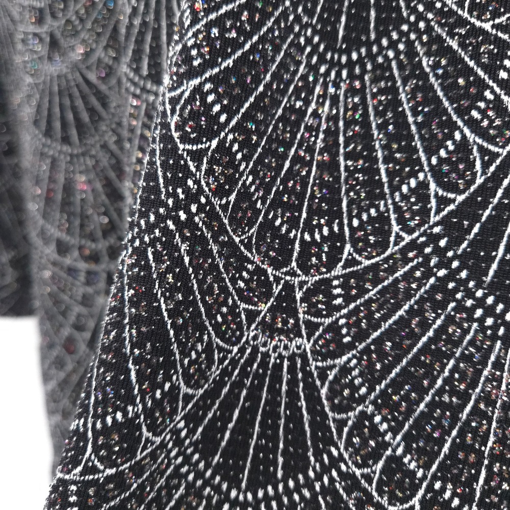 Alex Evenings Twin Set Women XL Black Silver Metallic Scallop Jacket Tank 2pc - Picture 9 of 9